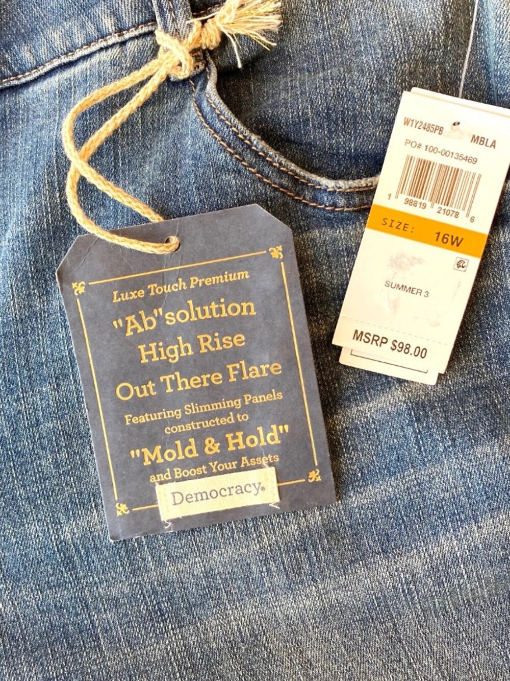 Democracy Ab Solution High Rise Out There Flare Jeans 16W Mid Blue Artisanal NWT - Picture 3 of 9